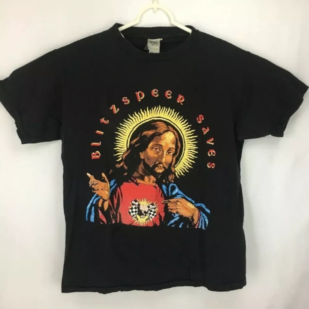 Vintage 1992 Blitzspeer Saves Tour T Shirt L Band